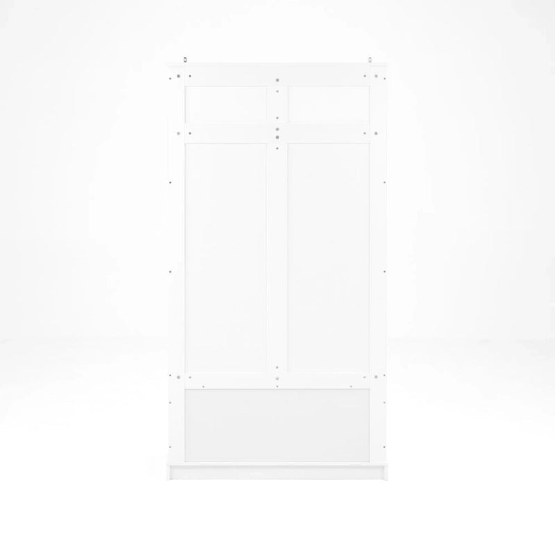 Appendiabiti da ingresso con panca, scarpiera e 5 ganci – Bianco
