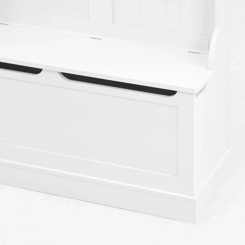 Appendiabiti da ingresso con panca, scarpiera e 5 ganci – Bianco