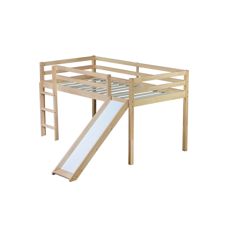 Letto a soppalco singolo con scivolo e design ribassato
