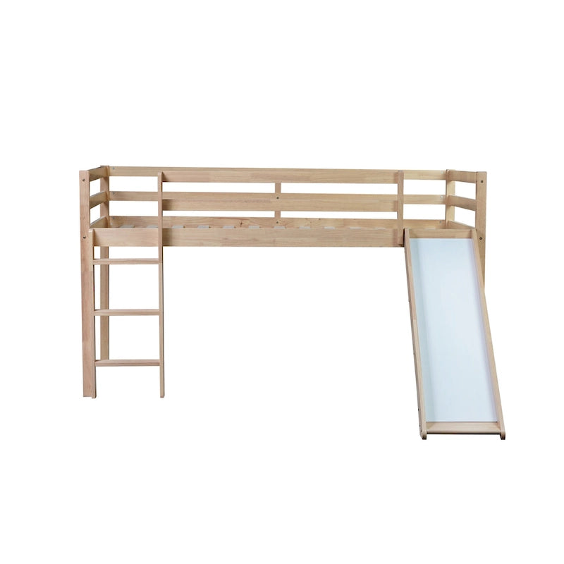 Letto a soppalco singolo con scivolo e design ribassato