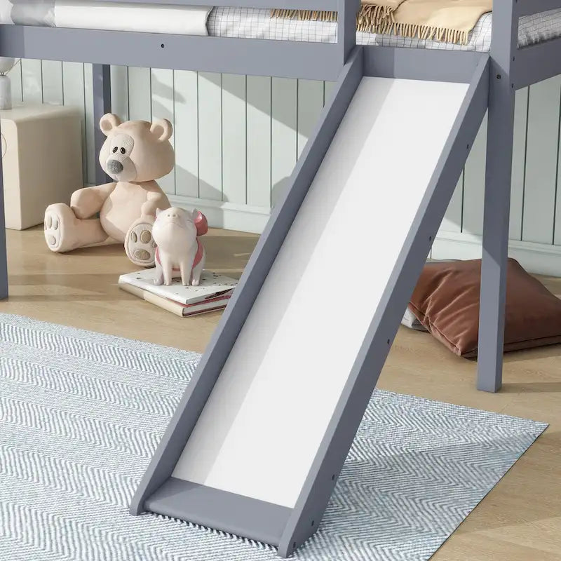 Letto a soppalco singolo con scivolo e design ribassato
