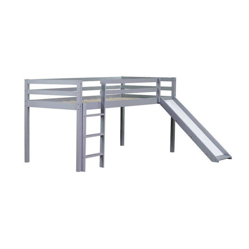 Letto a soppalco singolo con scivolo e design ribassato