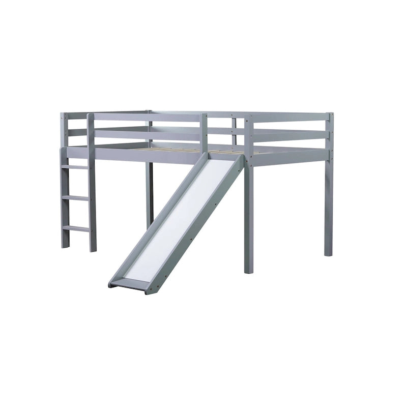 Letto a soppalco singolo con scivolo e design ribassato
