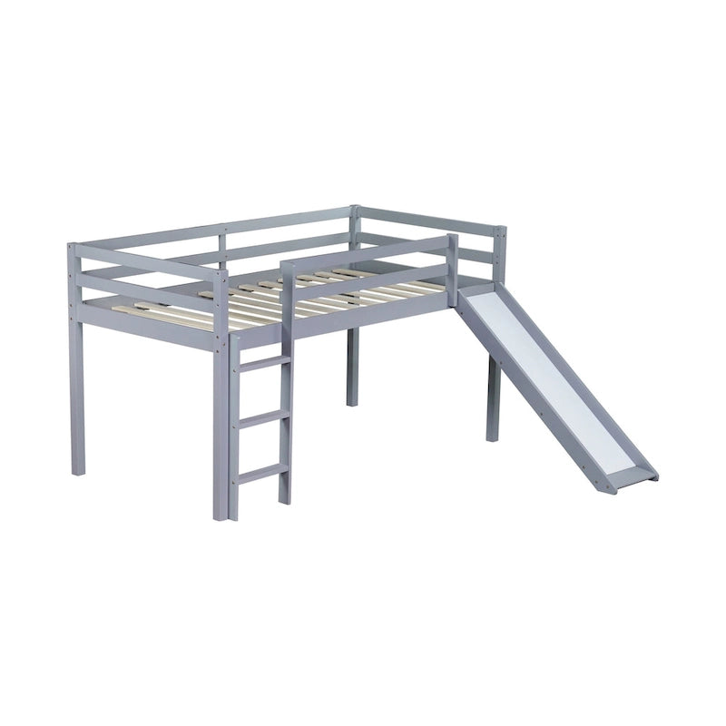 Letto a soppalco singolo con scivolo e design ribassato