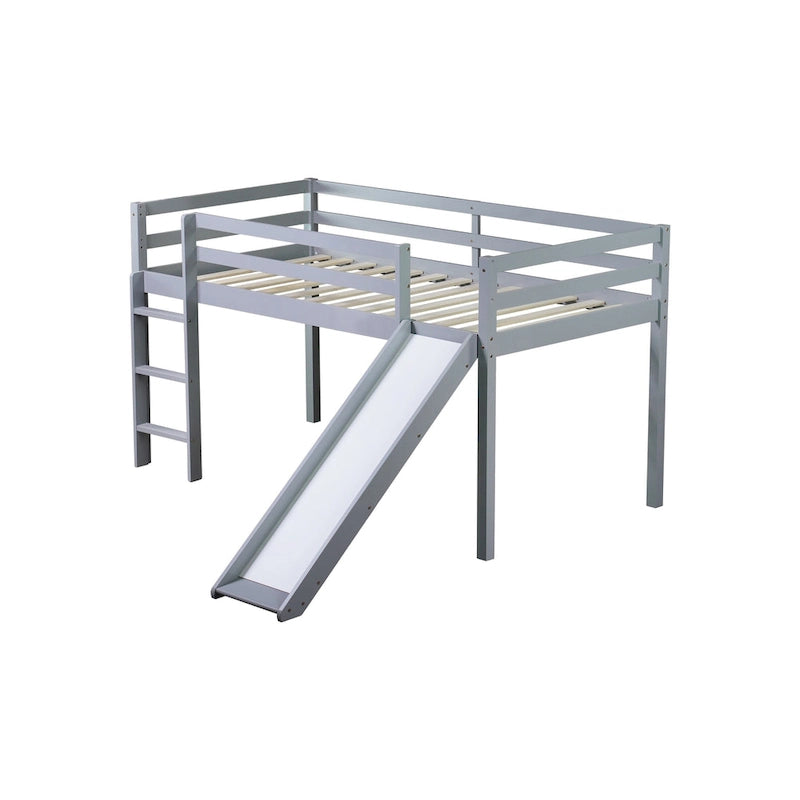 Letto a soppalco singolo con scivolo e design ribassato