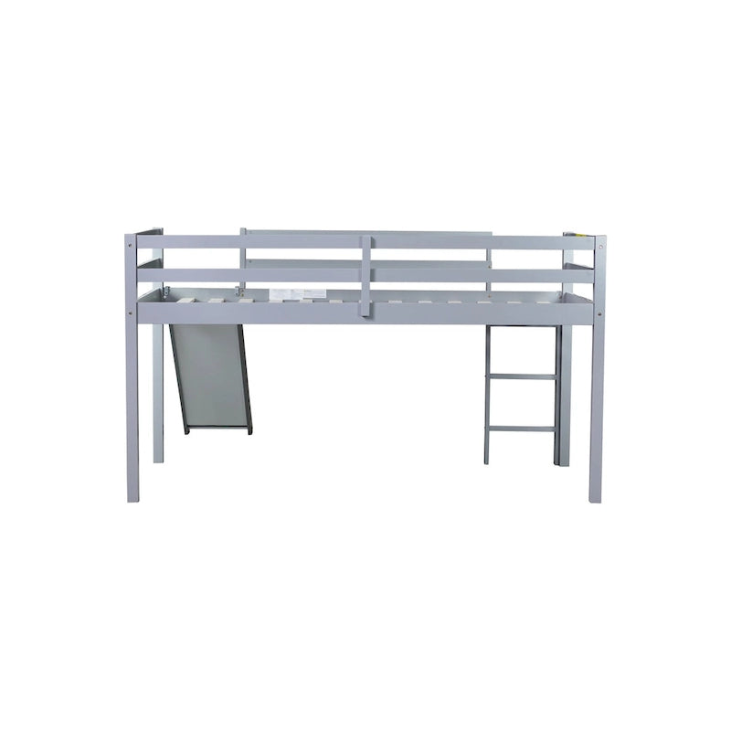 Letto a soppalco singolo con scivolo e design ribassato