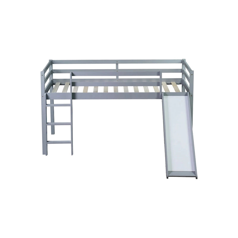 Letto a soppalco singolo con scivolo e design ribassato