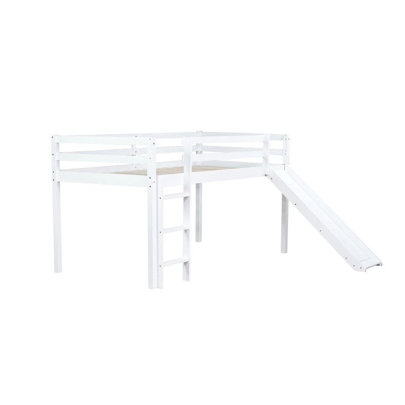 Letto a soppalco singolo con scivolo e design ribassato