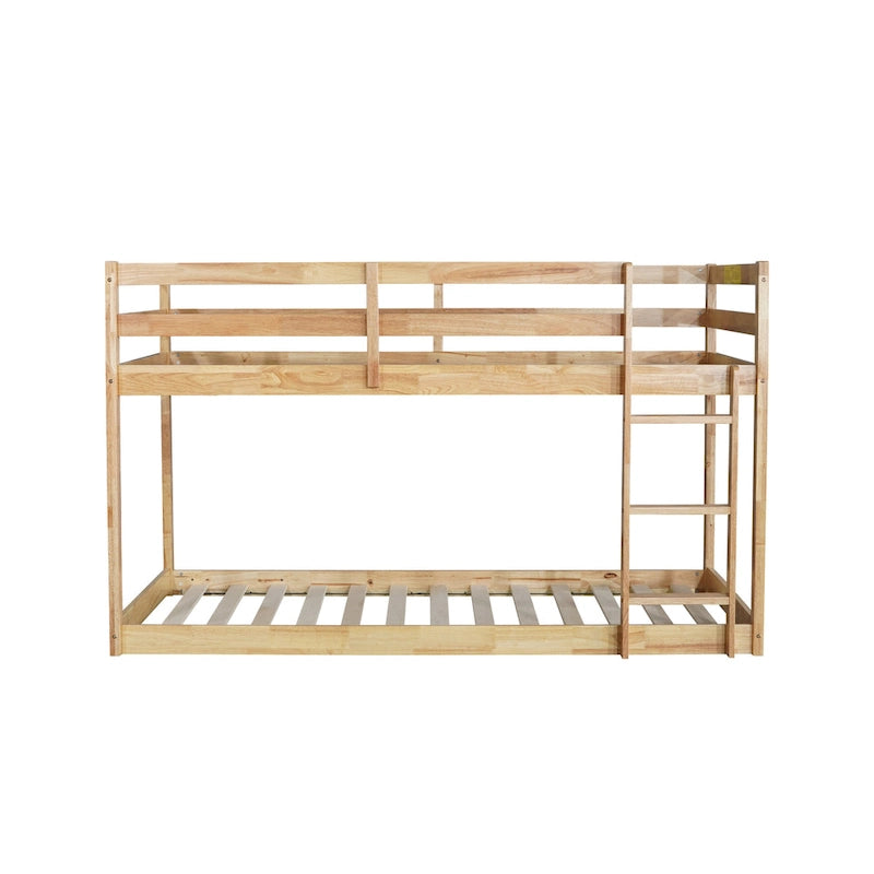 Letto a soppalco singolo con due reti a piattaforma da 13 doghe e design a basso profilo