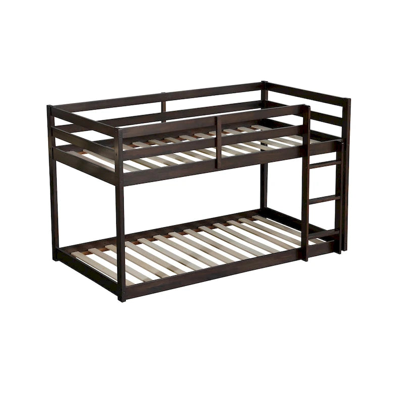 Letto a soppalco singolo con due reti a piattaforma da 13 doghe e design a basso profilo