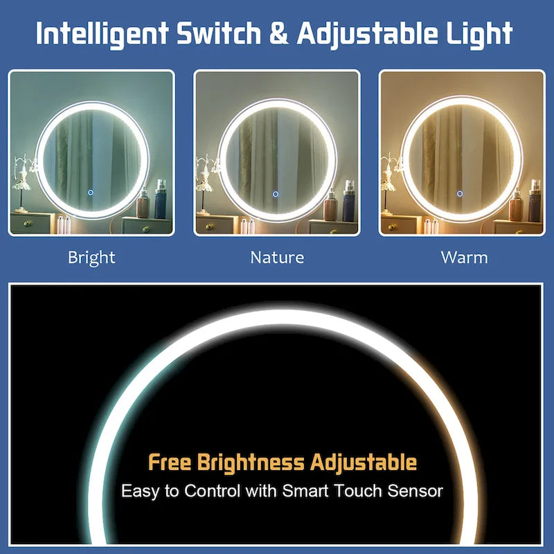 Tavolino da trucco con specchio Touch Screen e 3 modalità di illuminazione