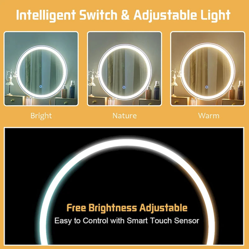 Tavolino da trucco con specchio Touch Screen e 3 modalità di illuminazione