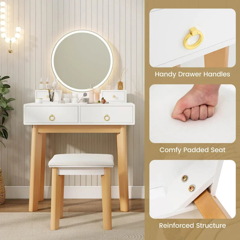 Tavolino da trucco con specchio Touch Screen e 3 modalità di illuminazione