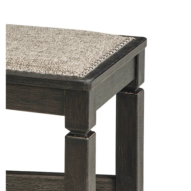Panca da Pranzo Imbottita con Traversa a X e Borchie Decorative – Nera, 127 cm