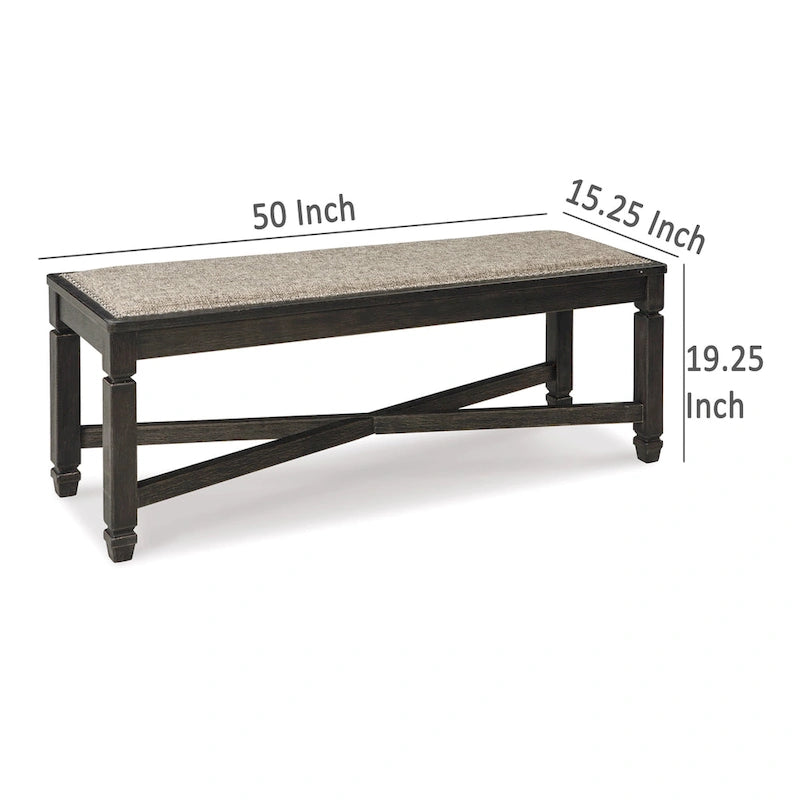 Panca da Pranzo Imbottita con Traversa a X e Borchie Decorative – Nera, 127 cm