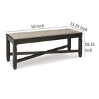 Panca da Pranzo Imbottita con Traversa a X e Borchie Decorative – Nera, 127 cm