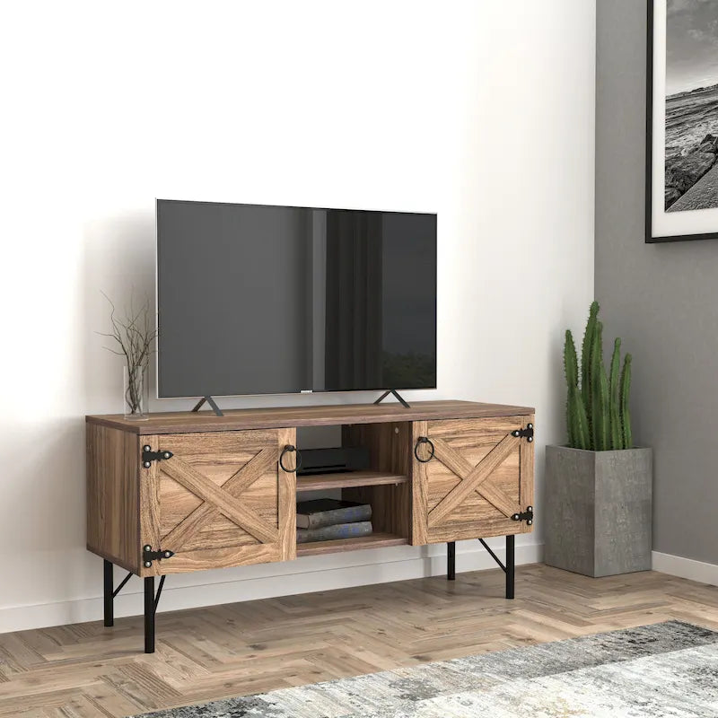 Mobile TV Moderno con 2 Armadietti Contenitori – Centro Intrattenimento per Soggiorno