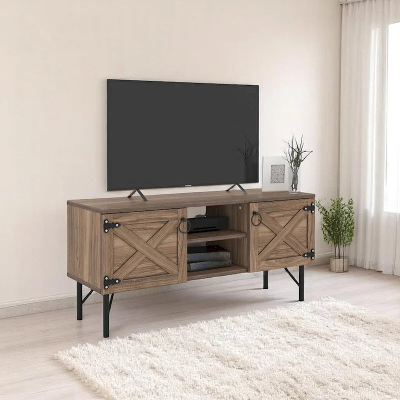 Mobile TV Moderno con 2 Armadietti Contenitori – Centro Intrattenimento per Soggiorno