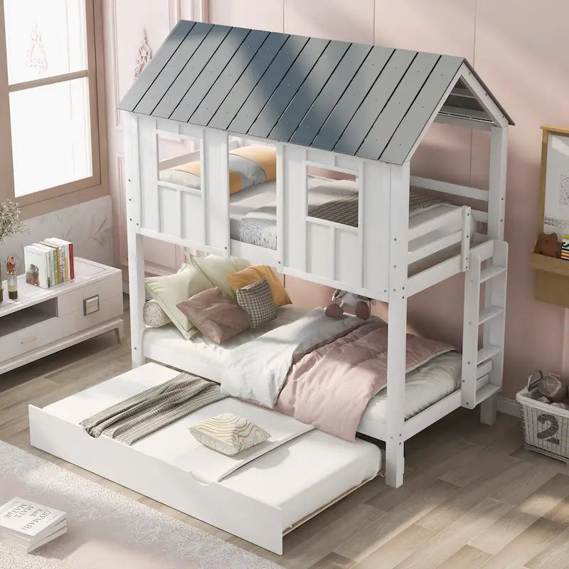 Charmantes Etagenbett für zwei Einzelmatratzen mit besonderem Design für Spaß und Komfort