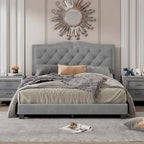 Struttura letto imbottita queen-size con dettagli a rivetto – Camera da letto moderna