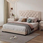 Struttura letto imbottita queen-size con dettagli a rivetto – Camera da letto moderna