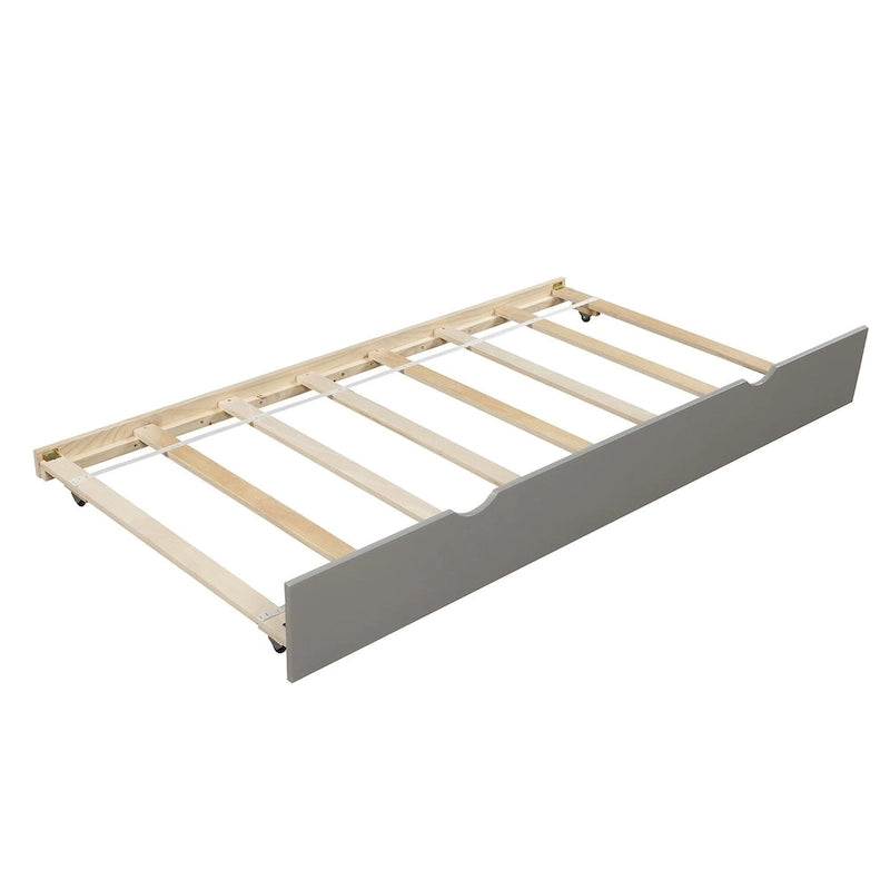 Letto da giorno singolo in pino grigio con letto estraibile