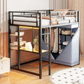 Twin-Metallhochbett mit integriertem Schreibtisch, Kleiderschrank und Steckdose - Belastbarkeit 350 LB