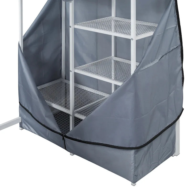 Twin-Metallhochbett mit integriertem Schreibtisch, Kleiderschrank und Steckdose - Belastbarkeit 350 LB