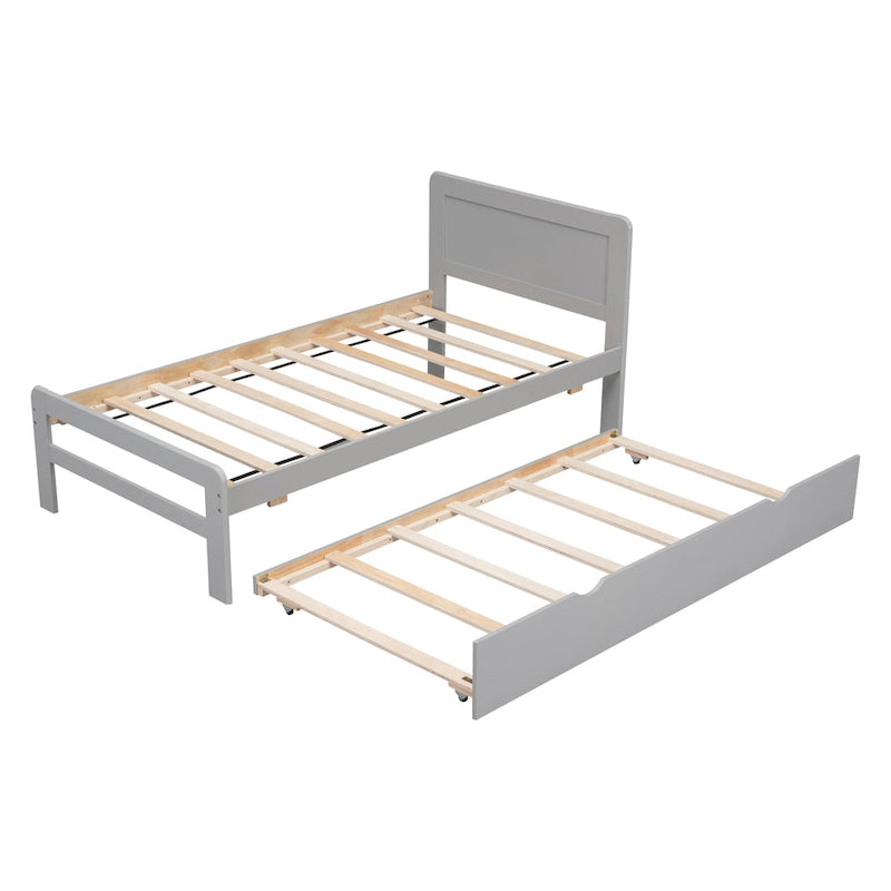 Letto in legno grigio a una piazza con letto estraibile