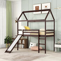 Letto a soppalco in pino singolo a forma di casetta con scivolo