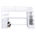 Pine Loft Bed with Desk and Storage
