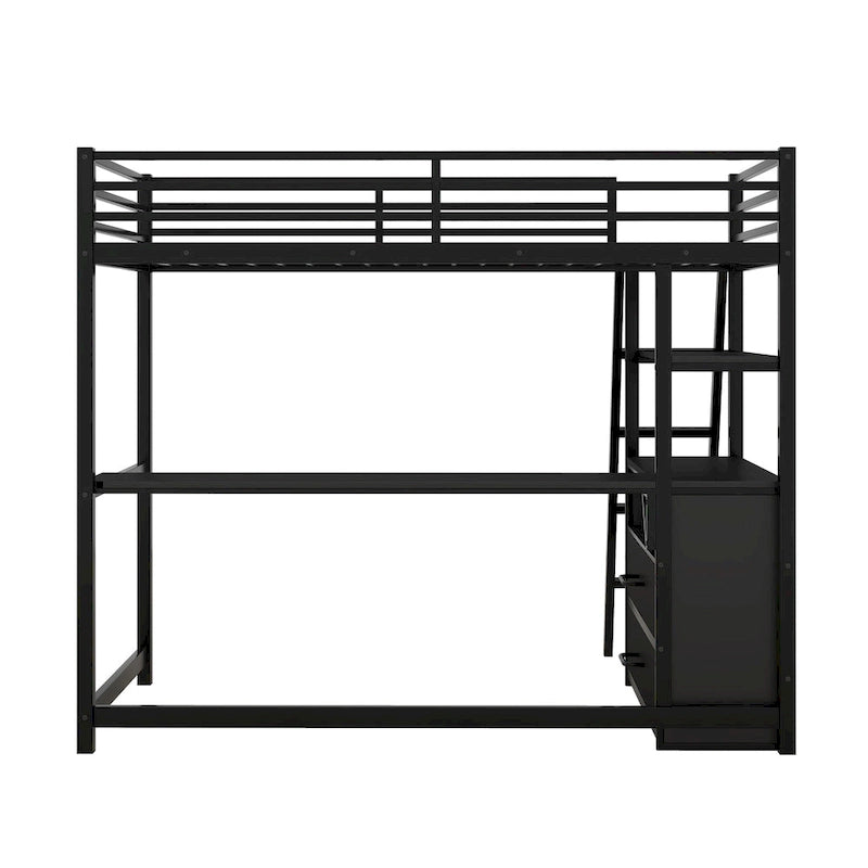 Moderne metalen en houten hoogslaper in Twin Size