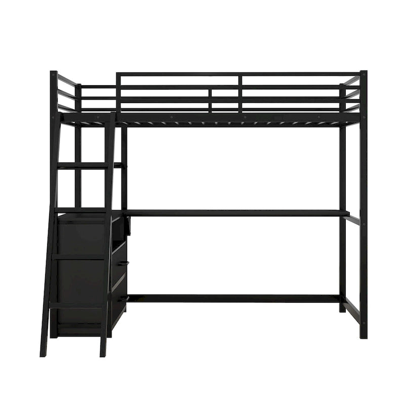 Moderne metalen en houten hoogslaper in Twin Size