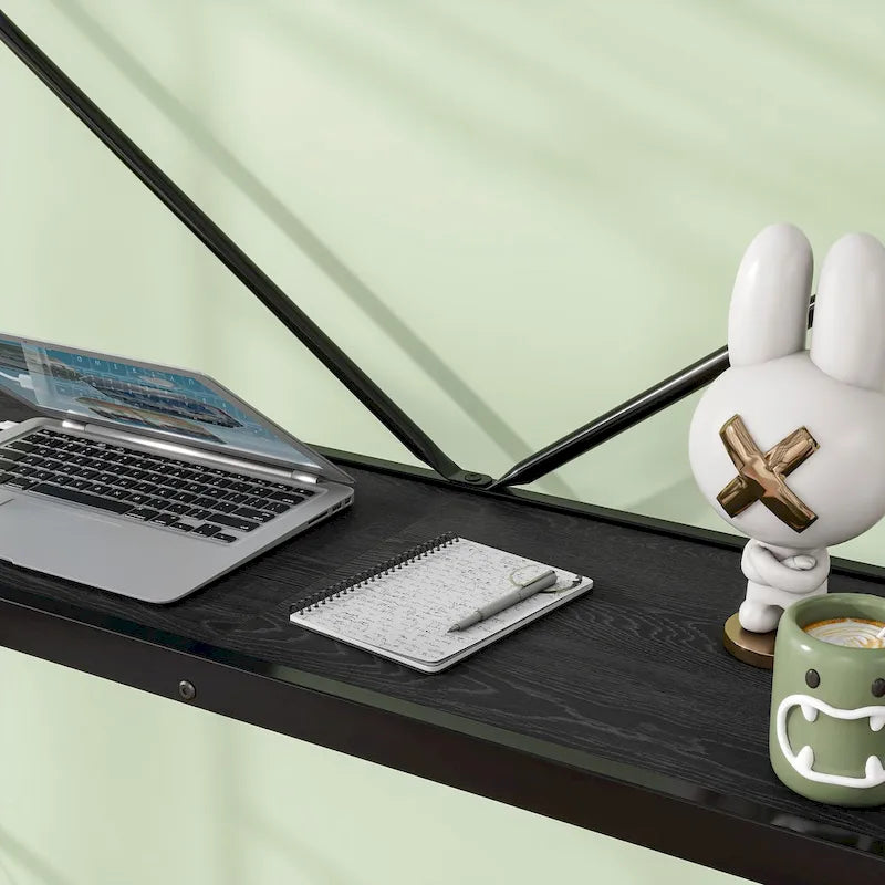 Zwarte metalen hoogslaper in Twin Size met bureau en ledverlichting