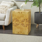 Tavolino da salotto cubo in legno con venature naturali – Marrone