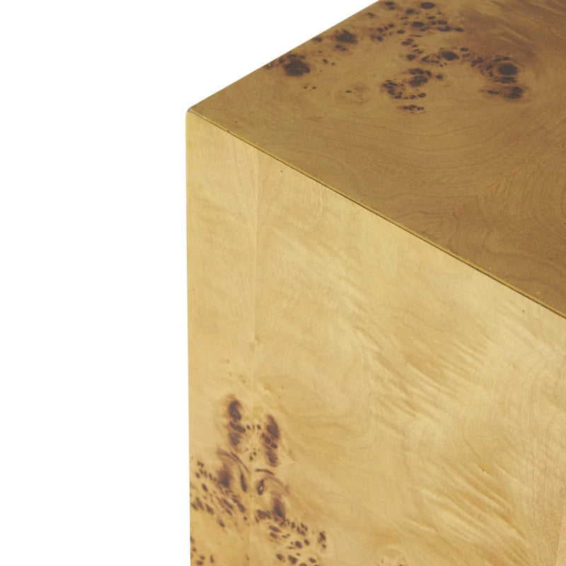 Tavolino da salotto cubo in legno con venature naturali – Marrone