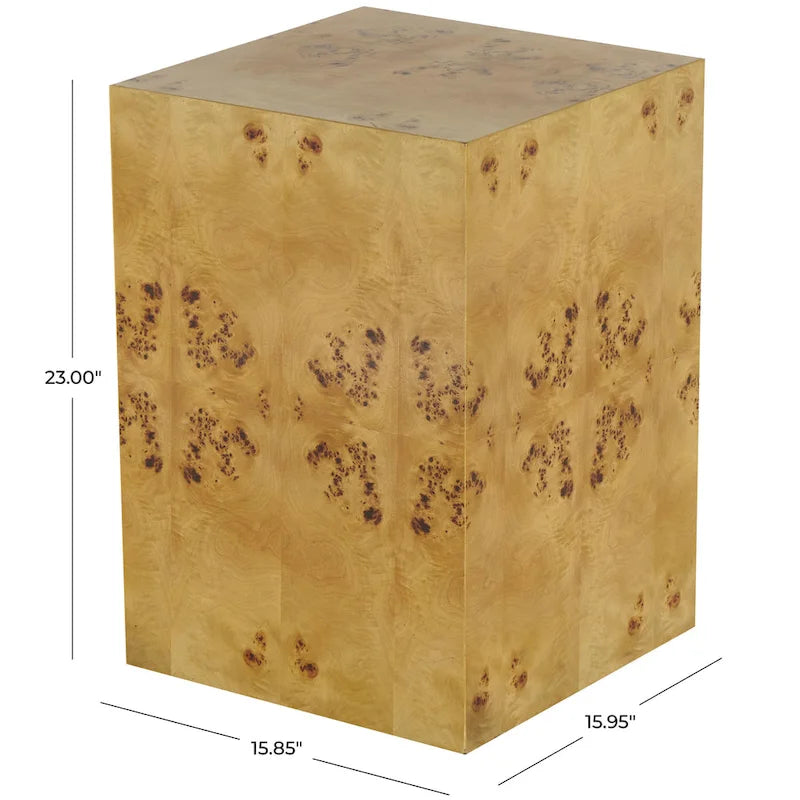 Tavolino da salotto cubo in legno con venature naturali – Marrone