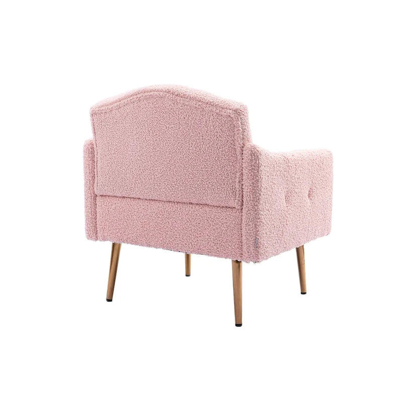 Poltrona d'Appoggio Imbottita Capitonnè con Gambe in Oro Rosa – Tessuto Morbido