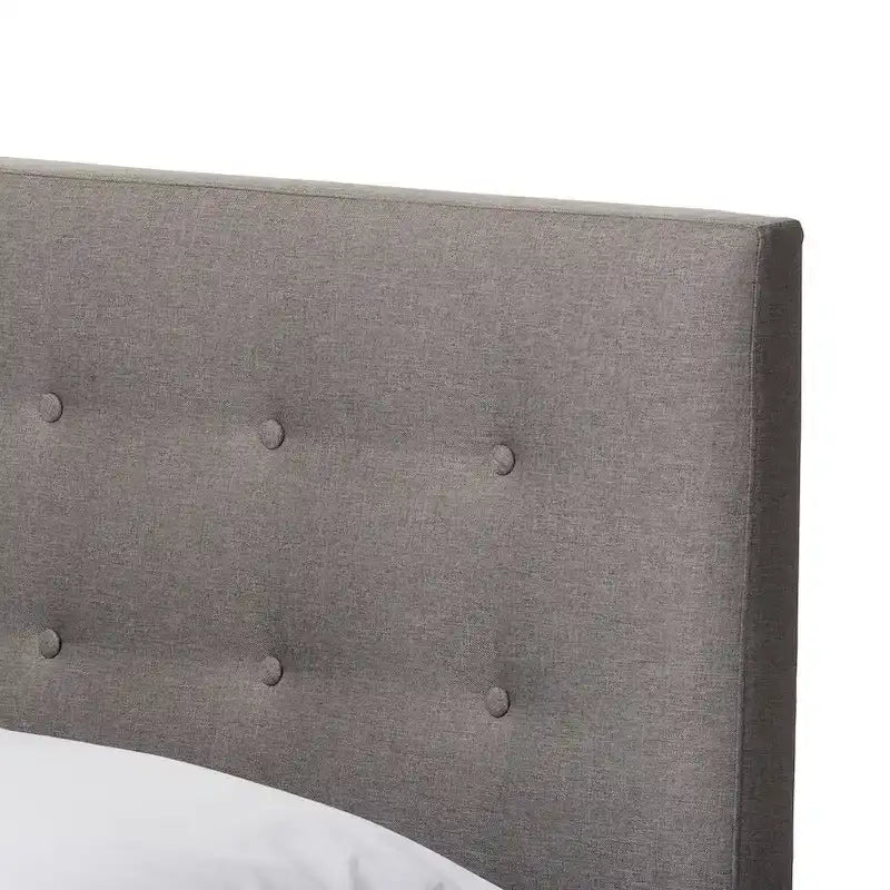 Letto Imbottito Grigio Stile Mid-Century – Letto Matrimoniale Queen Size