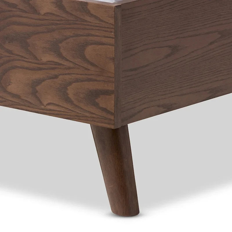 Letto Imbottito Grigio Stile Mid-Century – Letto Matrimoniale Queen Size