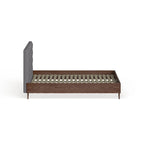 Letto Imbottito Grigio Stile Mid-Century – Letto Matrimoniale Queen Size