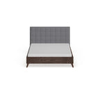 Letto Imbottito Grigio Stile Mid-Century – Letto Matrimoniale Queen Size