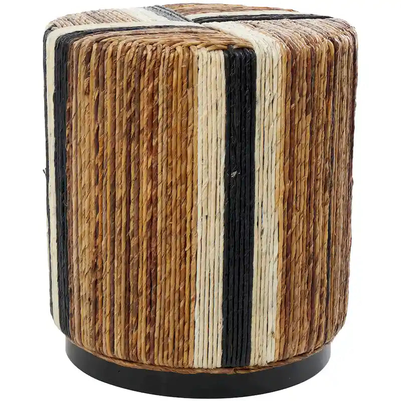 Tavolino accentato lineare avvolto a mano con strisce colorate – Marrone