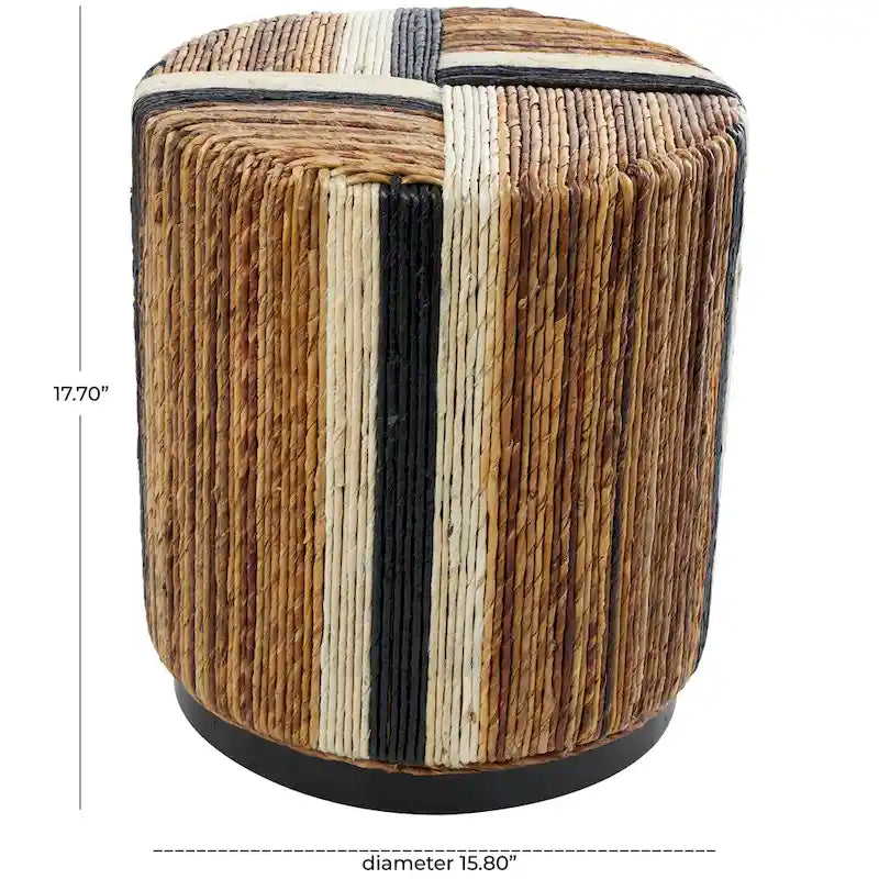 Tavolino accentato lineare avvolto a mano con strisce colorate – Marrone