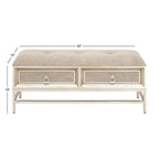 Panca contenitore imbottita in lino con 2 cassetti e seduta trapuntata – Beige