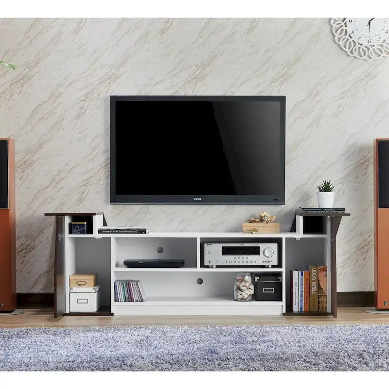 Consolle TV contemporanea da 71 pollici con 3 ripiani aperti e 2 armadietti contenitori