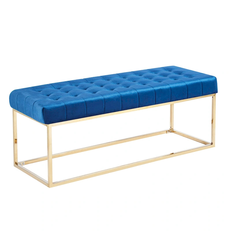 Panca imbottita in velluto trapuntato – Elegante seduta per camera da letto e ingresso