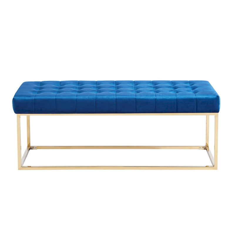 Panca imbottita in velluto trapuntato – Elegante seduta per camera da letto e ingresso
