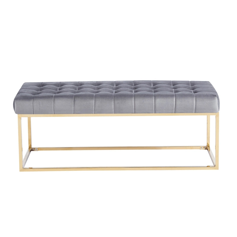 Panca imbottita in velluto trapuntato – Elegante seduta per camera da letto e ingresso