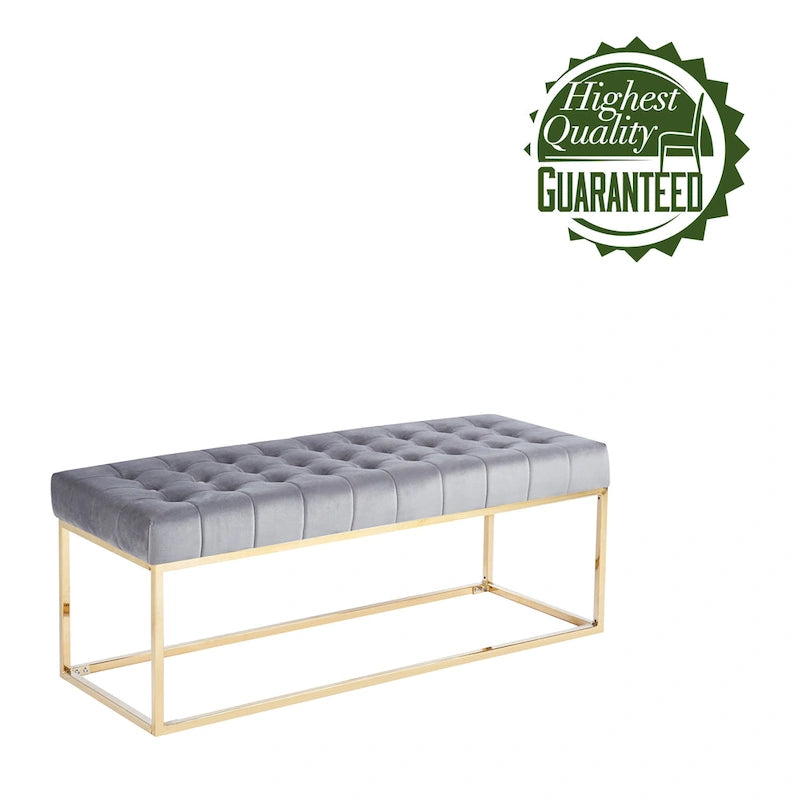 Panca imbottita in velluto trapuntato – Elegante seduta per camera da letto e ingresso